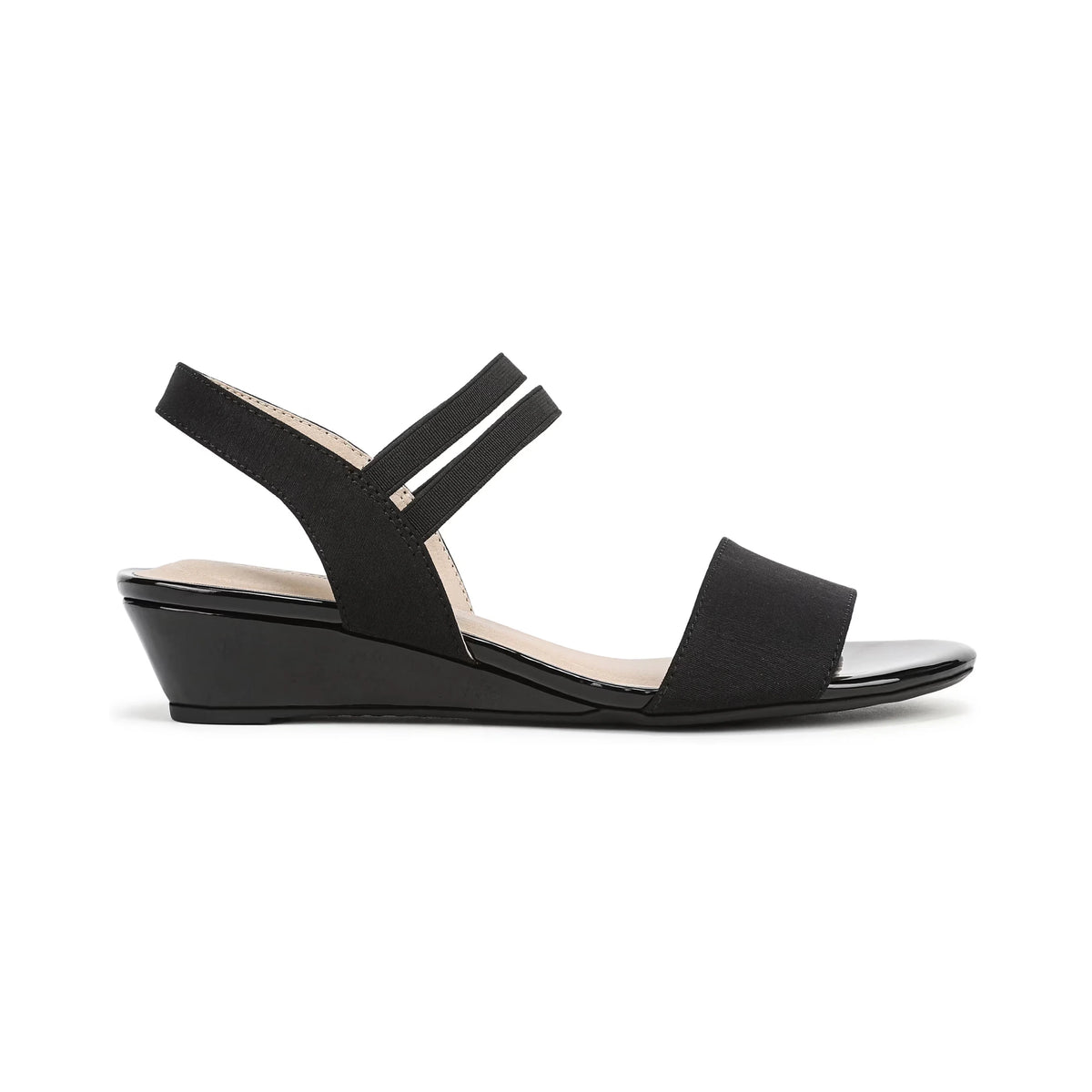 Sandalias LifeStride Yolo Black Micron Fabric para mujer - lateral