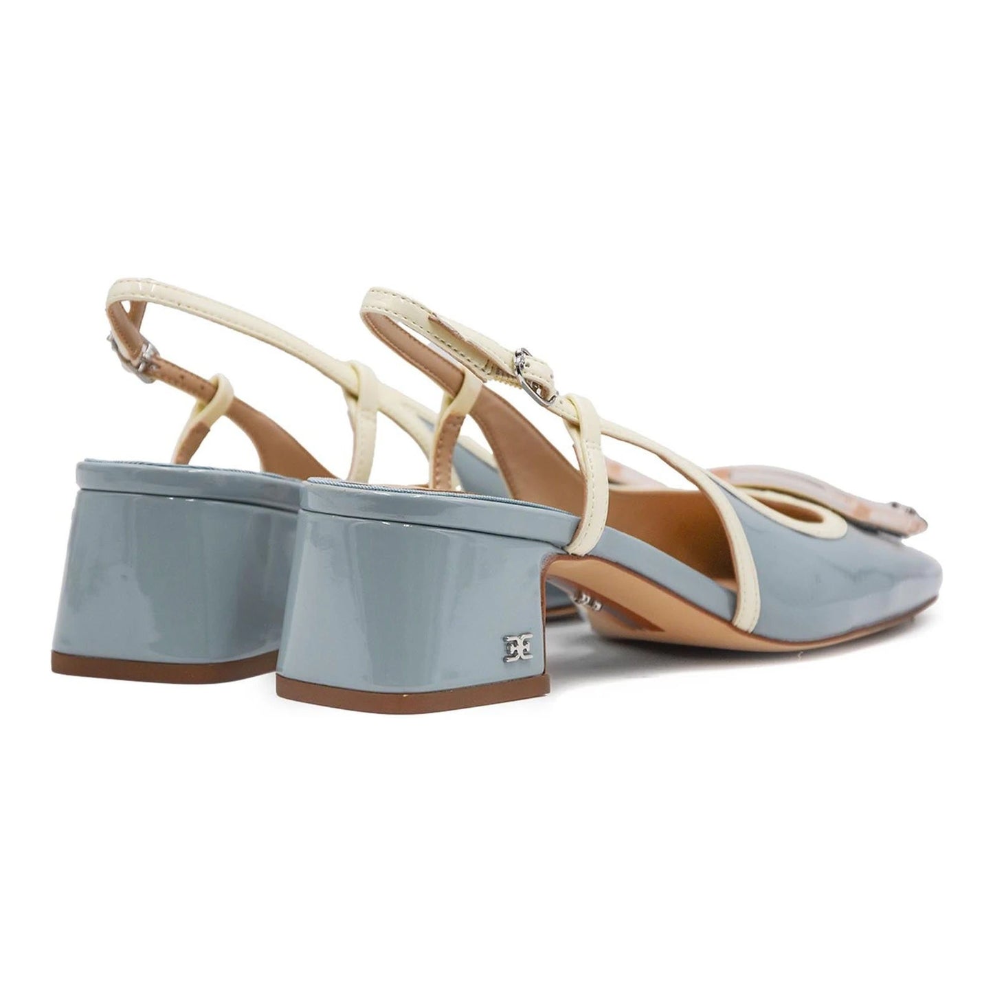 Tacones slingback Sam Edelman Tracie Blue White Patent Mujer