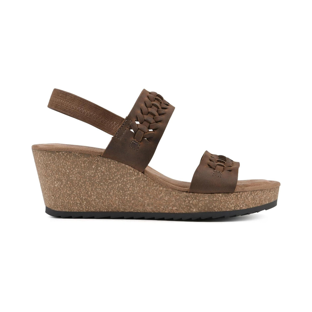 Sandalias de cuña White Mountain Pretreat Brown Leather para mujer - superior