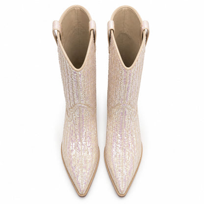 Botas Dolce Vita Runa Sequin Cream Mujer