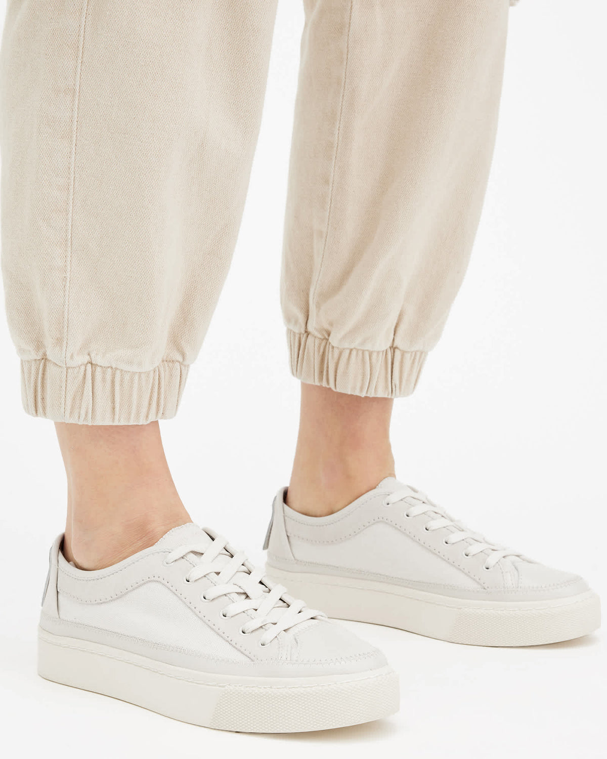 AllSaints Milla Suede Sneaker Chalk White - lateral