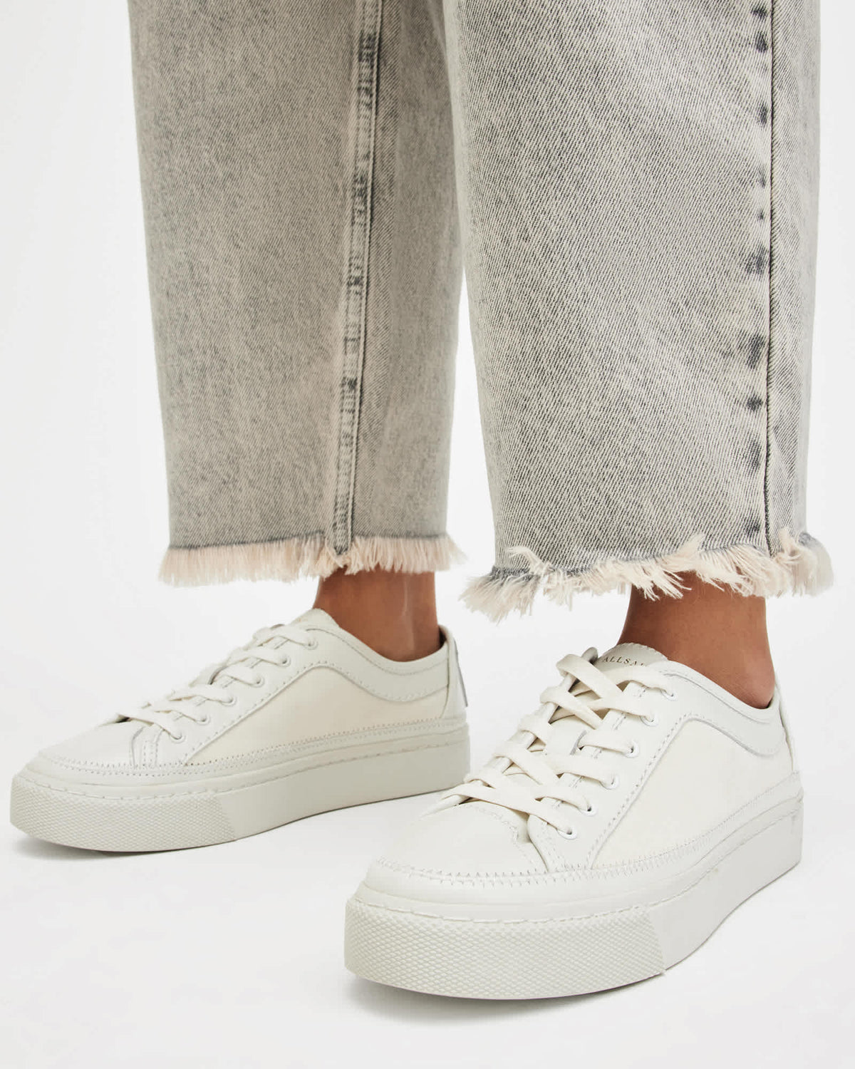 AllSaints Milla Leather Sneaker White - lateral