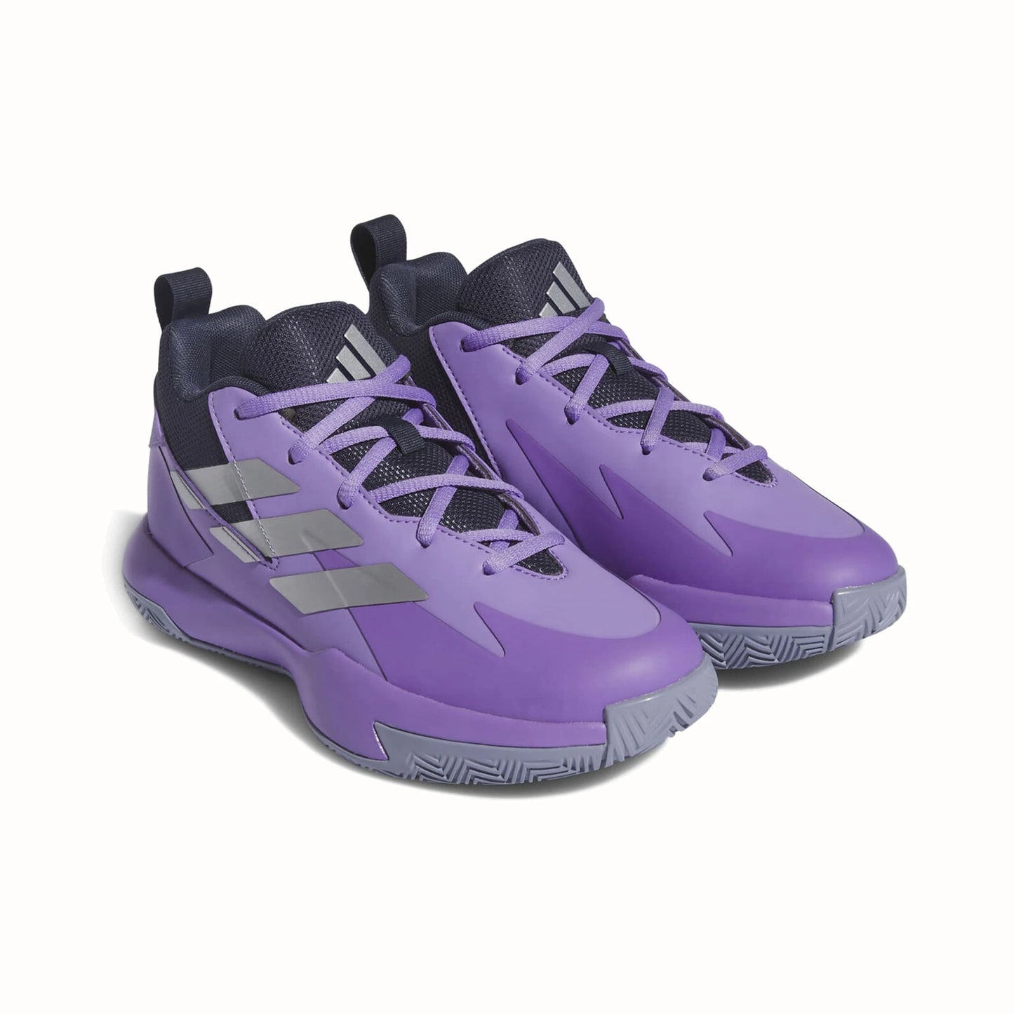 Tenis para básquetbol Adidas Cross Em Up Select J Wide Violeta, plateado y azul marino Niños