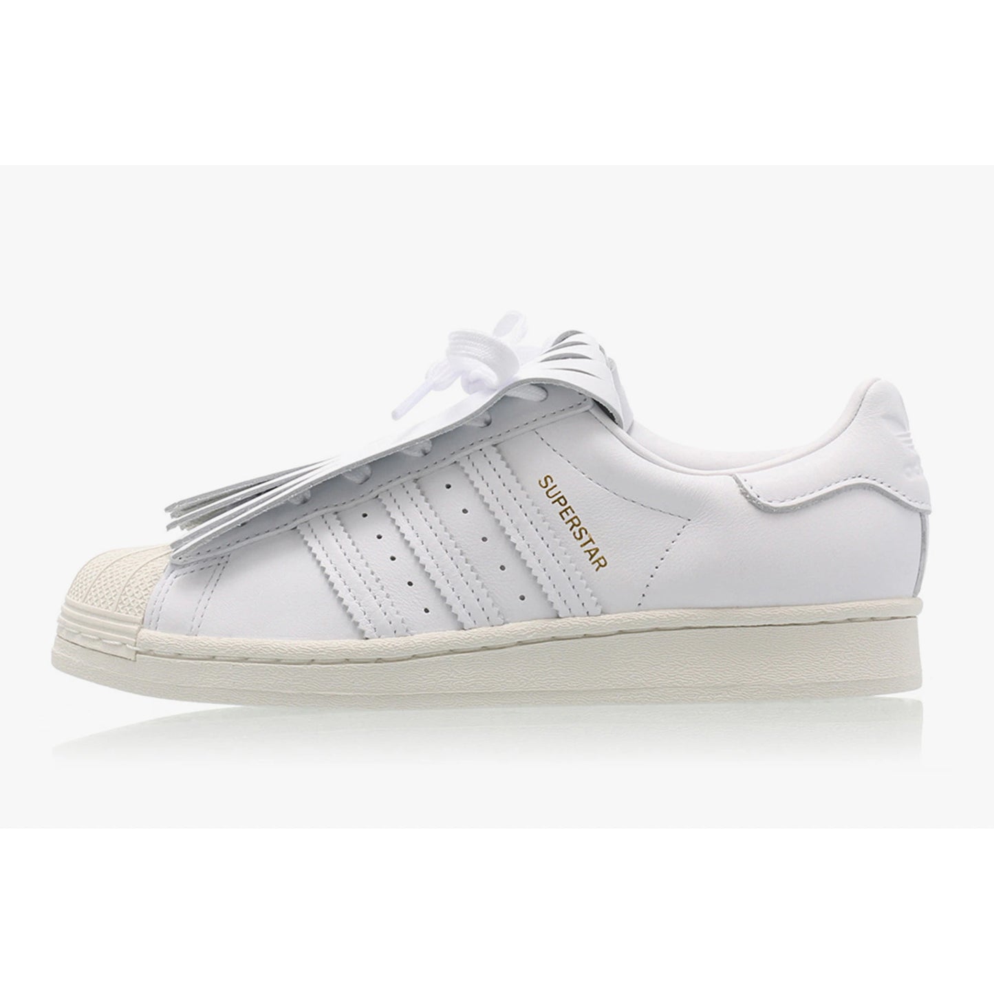 Tenis Adidas Superstar Fringe Kiltie Footwear White Off White Gold Metallic Mujer
