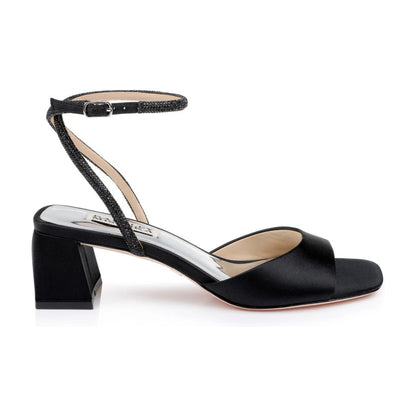 Sandalias de tacón Badgley Mischka Infinity Black Satin Mujer