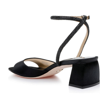 Sandalias de tacón Badgley Mischka Infinity Black Satin Mujer