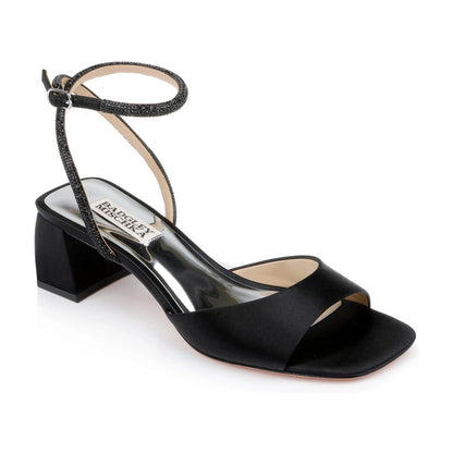 Sandalias de tacón Badgley Mischka Infinity Black Satin Mujer