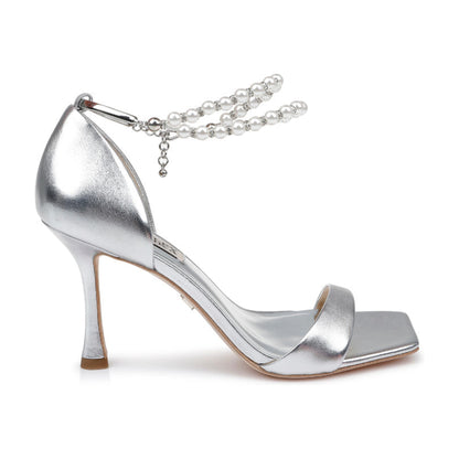 Sandalias de tacón Badgley Mischka Loretta Silver Metallic Mujer
