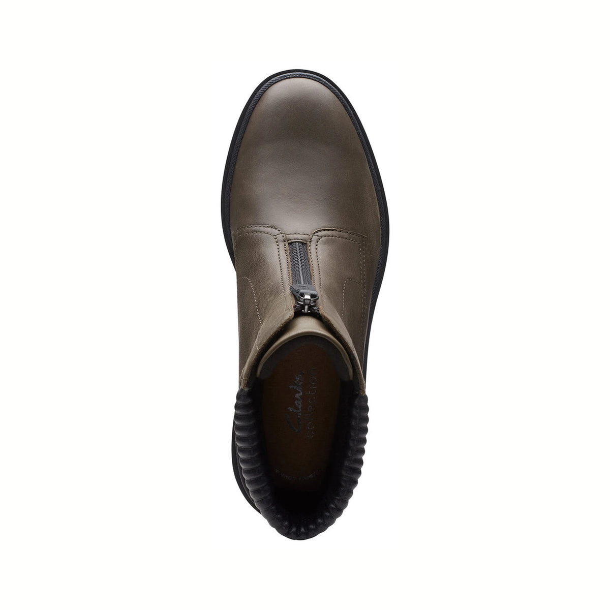 Calzado Clarks CALLA ZIP DARK OLIVE LEATHER / CUIR VERT FONCÉ