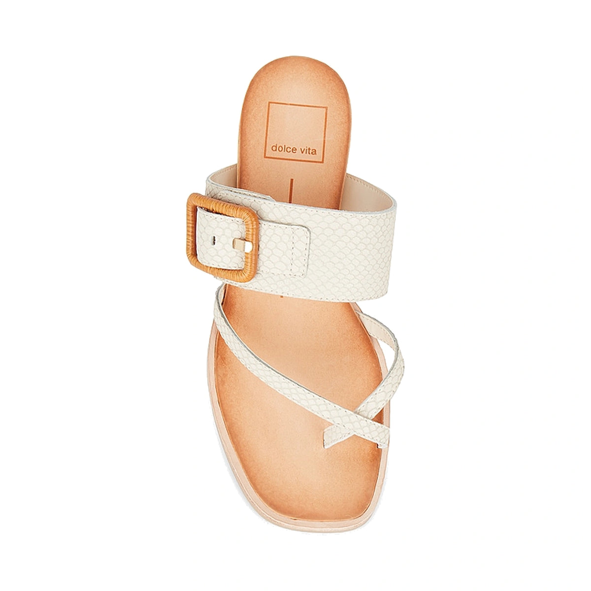 Sandalias Dolce Vita Perris Ivory Embossed Leather Mujer