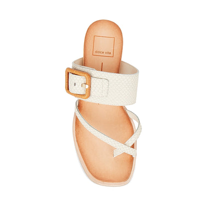 Sandalias Dolce Vita Perris Ivory Embossed Leather Mujer
