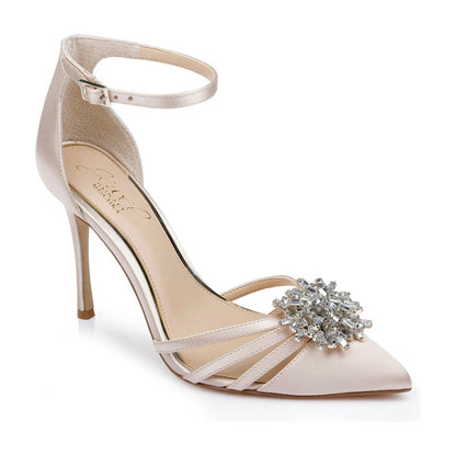 Tacones Jewel Badgley Mischka Violette Champagne Satin Mujer