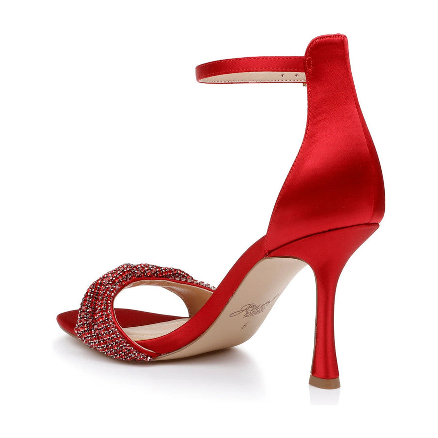 Sandalias de tacón Jewel Badgley Mischka Yesica Red Satin Mujer