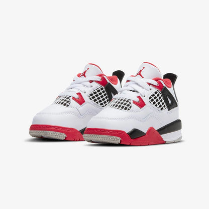 Tenis casuales Jordan JORDAN 4 RETRO (TD) Blanco, rojo y negro Niños