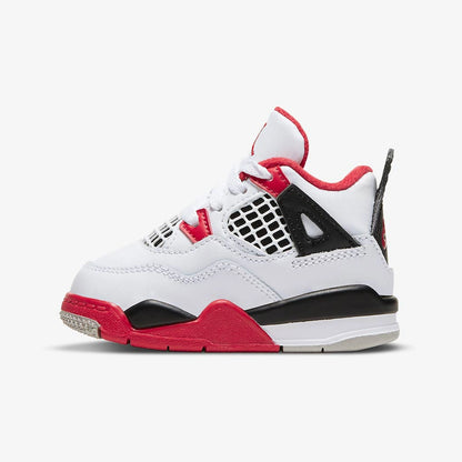 Tenis casuales Jordan JORDAN 4 RETRO (TD) Blanco, rojo y negro Niños