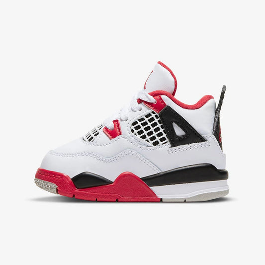 Tenis casuales Jordan JORDAN 4 RETRO (TD) Blanco, rojo y negro Niños