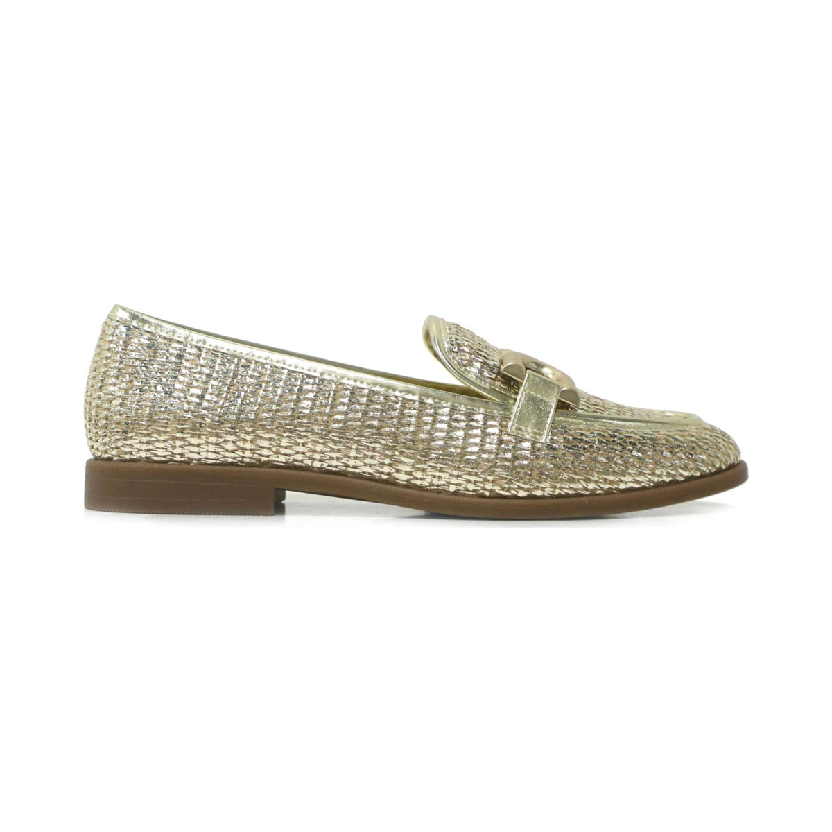 Mocasín Kenneth Cole Linda Bit Soft Gold Raffia para mujer - lateral