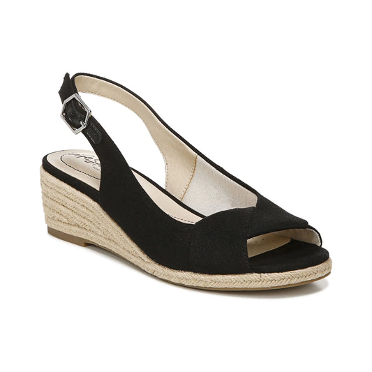 Sandalias LifeStride Socialite Black Soft Canvas para mujer - perspectiva