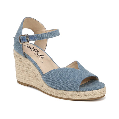 Sandalias de cuña LifeStride Tess Blue Denim para mujer - perspectiva