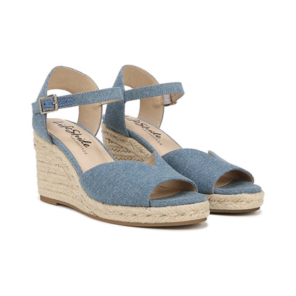 Sandalias de cuña LifeStride Tess Blue Denim para mujer - superior