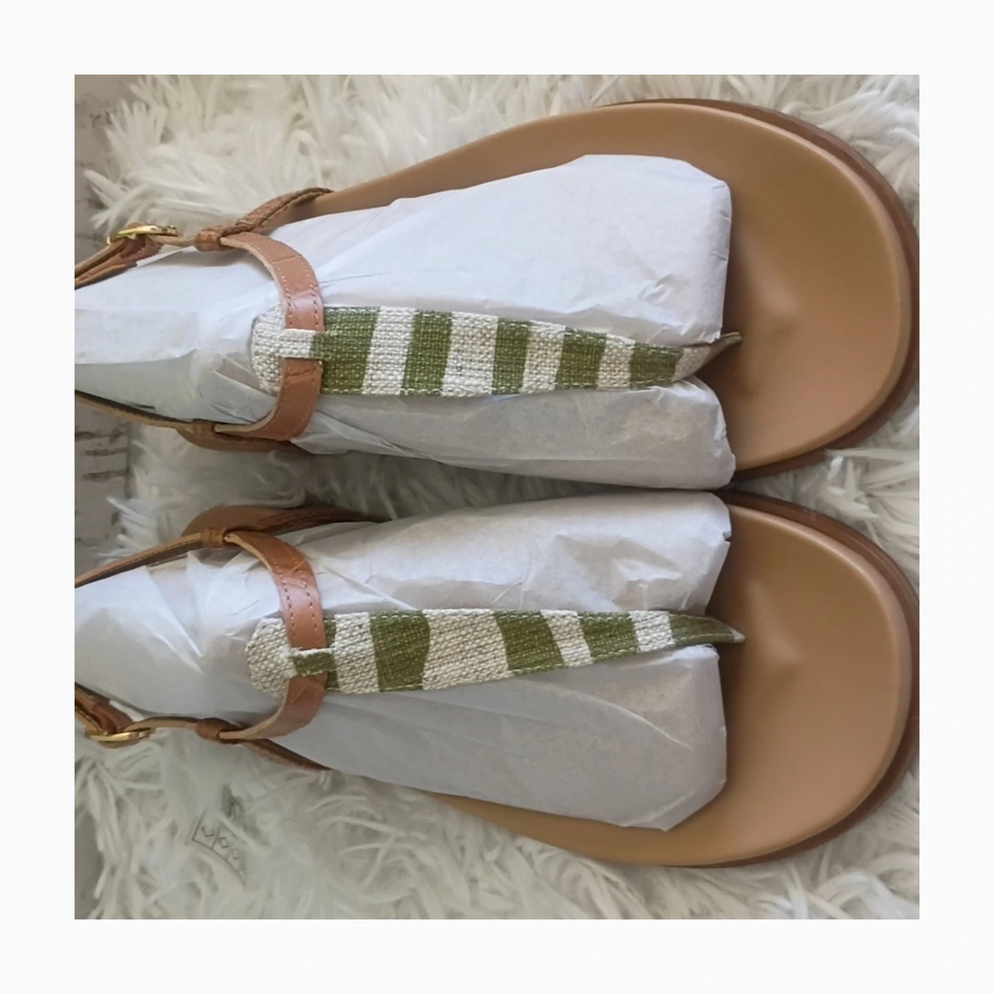 Sandalias Sam Edelman Naomi Green Zebra Linen Mujer