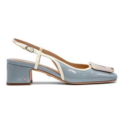 Tacones slingback Sam Edelman Tracie Blue White Patent Mujer
