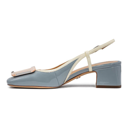 Tacones slingback Sam Edelman Tracie Blue White Patent Mujer