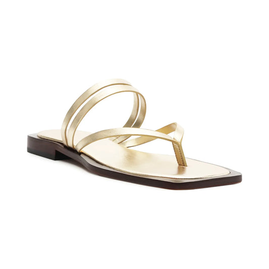 Sandalia plana Schutz Rania Gold Metallic Leather para mujer - perspectiva