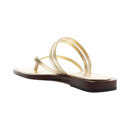 Sandalia plana Schutz Rania Gold Metallic Leather para mujer - posterior