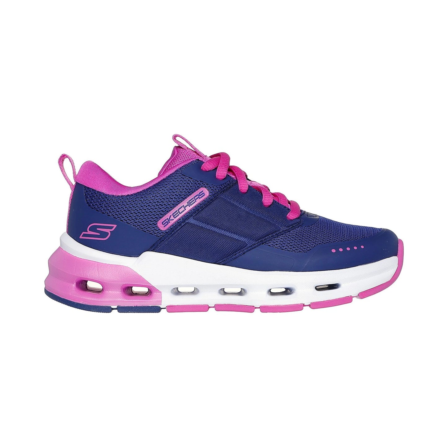 Tenis casuales Skechers GLIDE - STEP + Azul marino y morado Niños