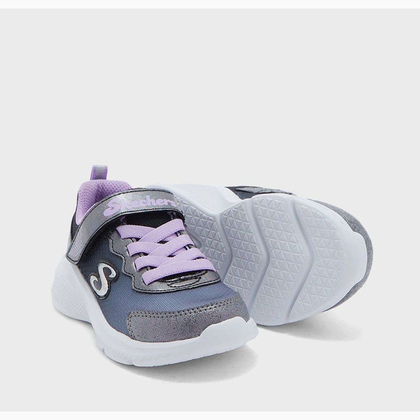 Tenis casuales Skechers SOLE SWIFTERS - CUTIE WALK Negro y lavanda Niños