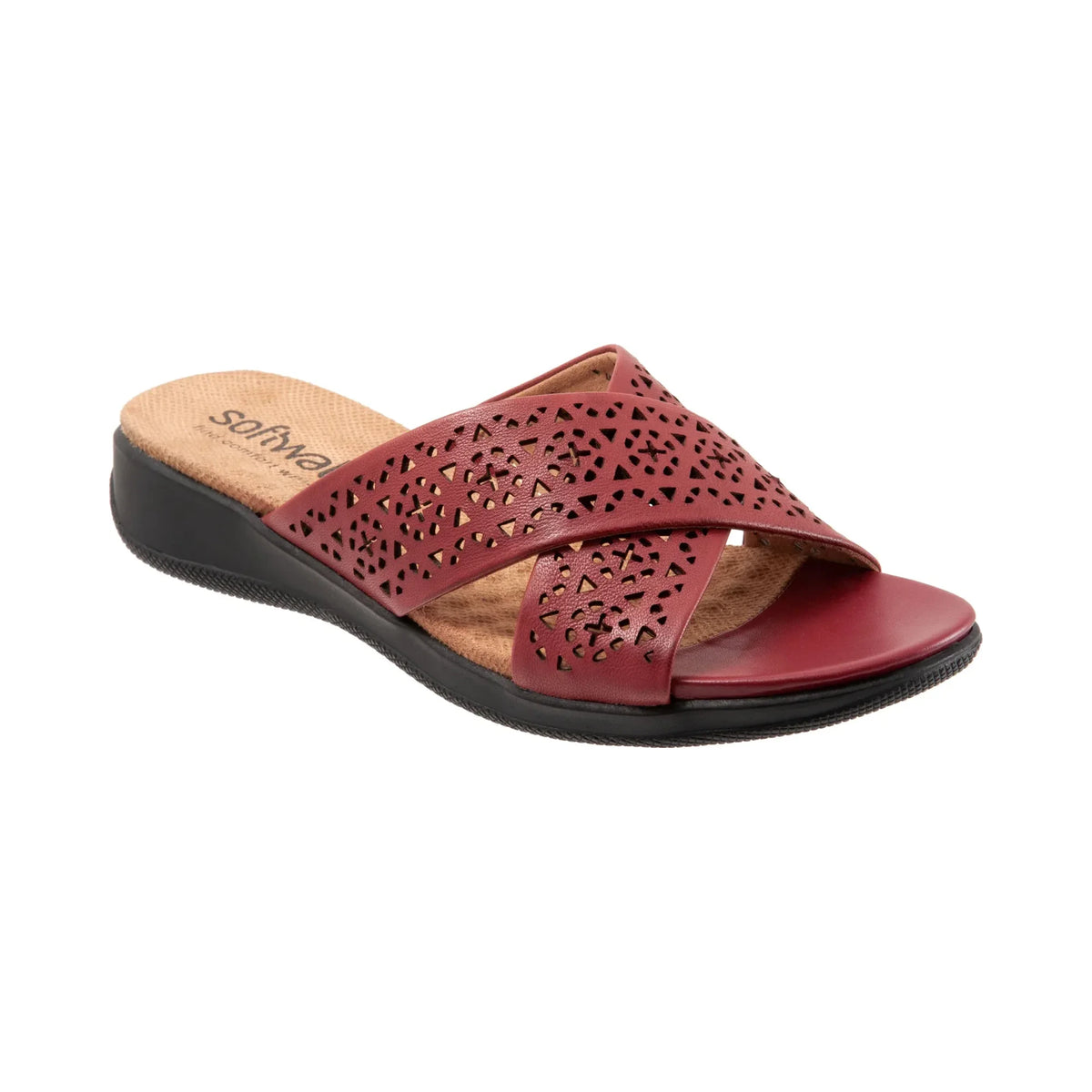 Sandalias SoftWalk Tillman Dark Red Laser para mujer - lateral