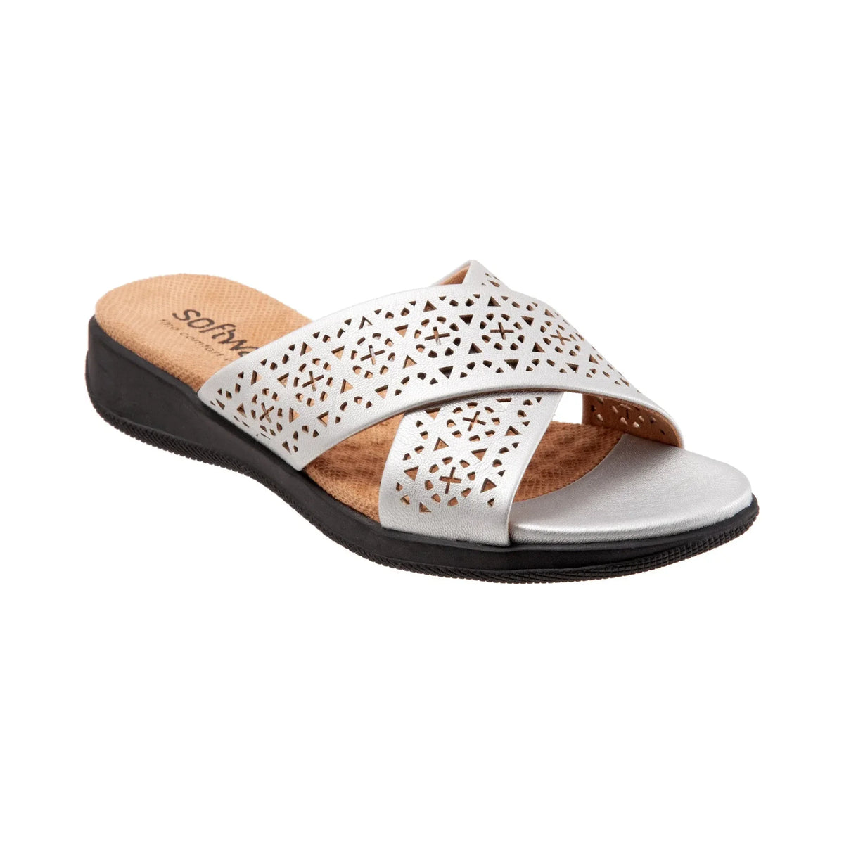 Sandalias SoftWalk Tillman Silver Laser para mujer - lateral