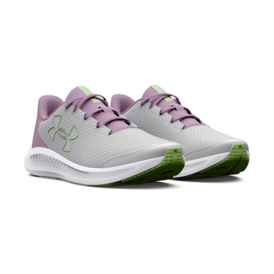 Tenis para correr Under Armour UA GGS Charged Pursuit 3 BL Gris, morado y turquesa Niños