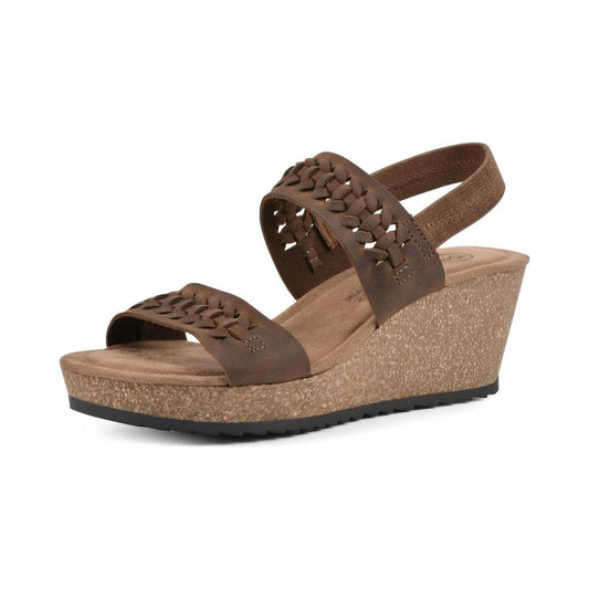 Sandalias de cuña White Mountain Pretreat Brown Leather para mujer - perspectiva