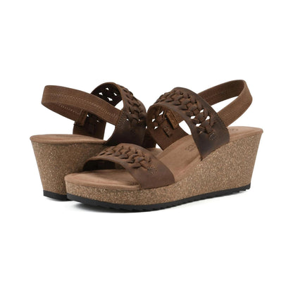 Sandalias de cuña White Mountain Pretreat Brown Leather para mujer - lateral