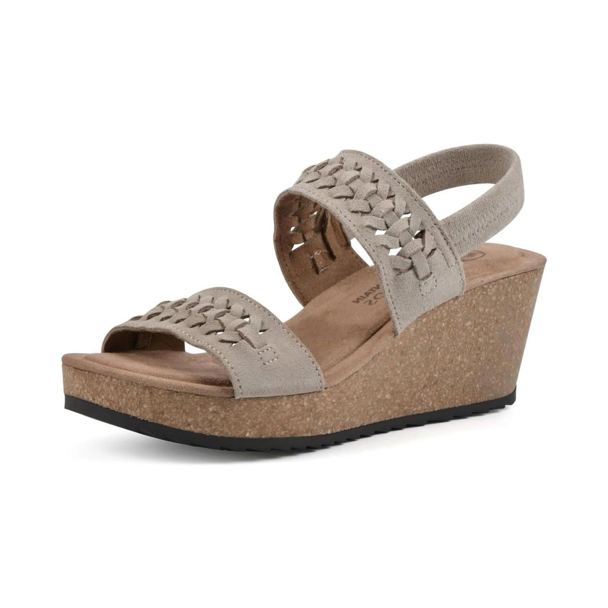 Sandalias de cuña White Mountain Pretreat Sandal Wood Suede para mujer - perspectiva