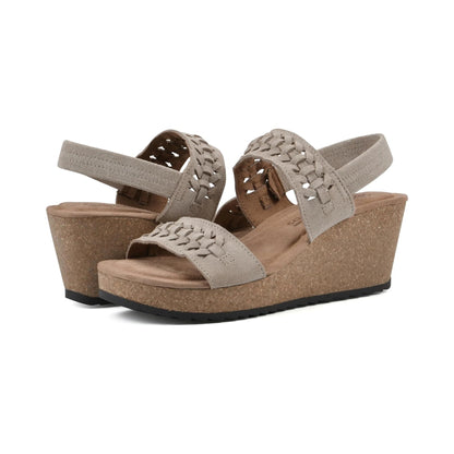 Sandalias de cuña White Mountain Pretreat Sandal Wood Suede para mujer - lateral