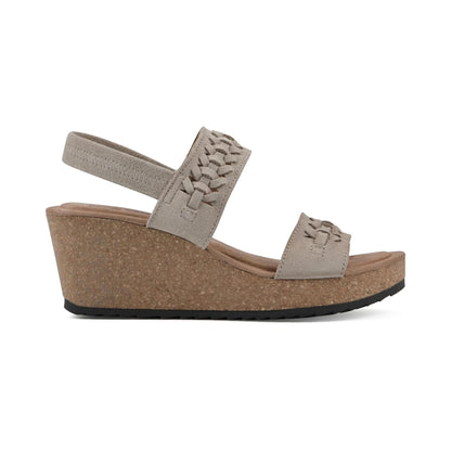 Sandalias de cuña White Mountain Pretreat Sandal Wood Suede para mujer - superior