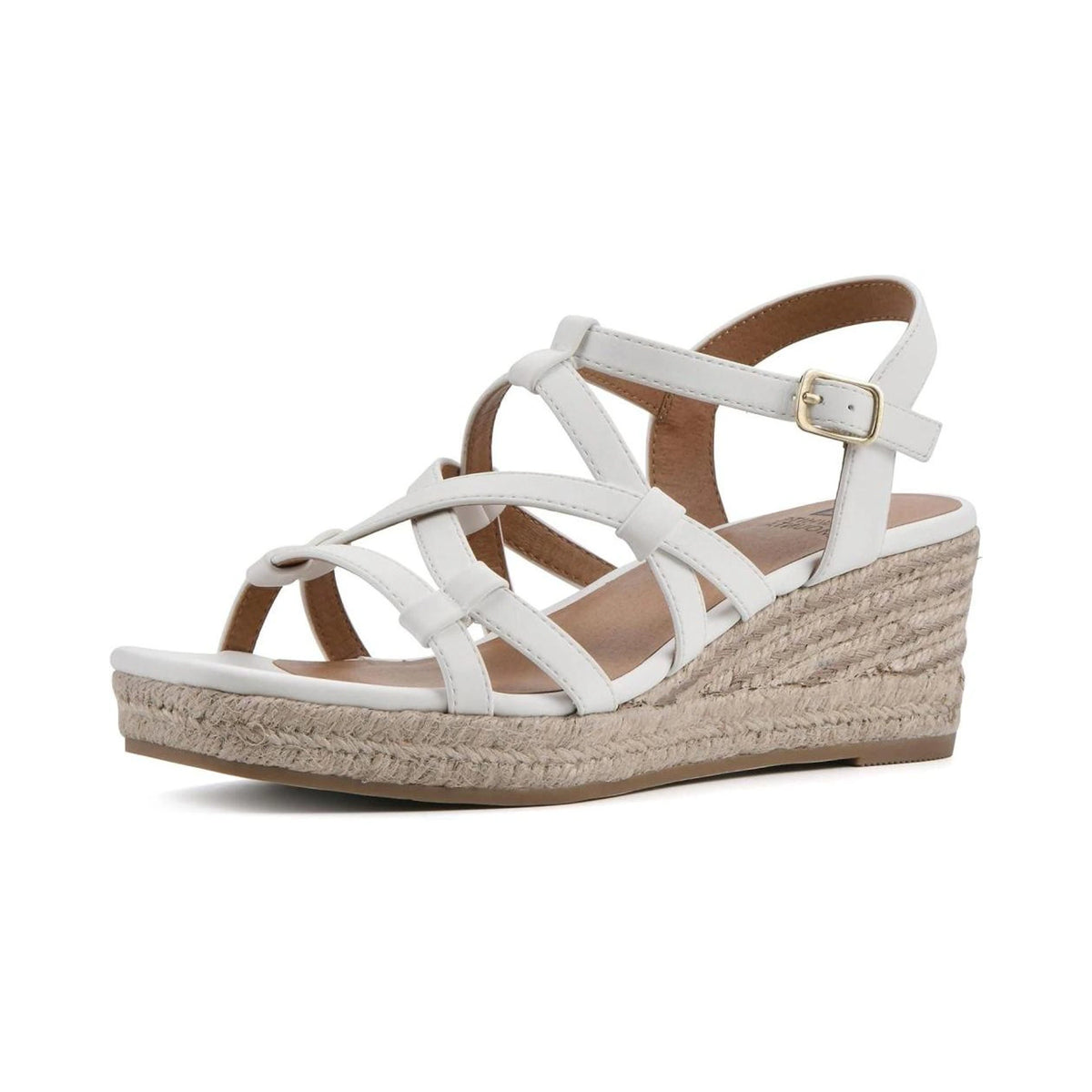 Sandalias de plataforma White Mountain Swayze White Burnished Smooth para mujer - perspectiva