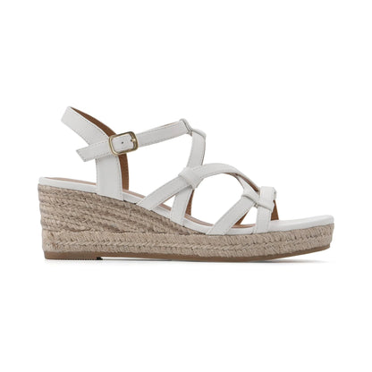 Sandalias de plataforma White Mountain Swayze White Burnished Smooth para mujer - detalle